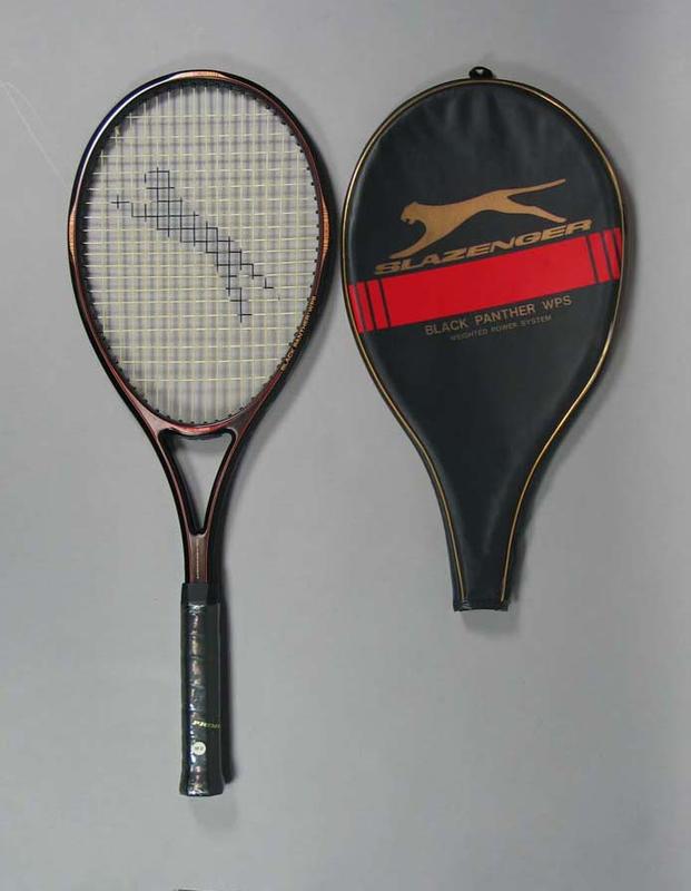 Tennis racquet manufactured by Slazenger, "Black Panther WPS" Australian Sports Museum