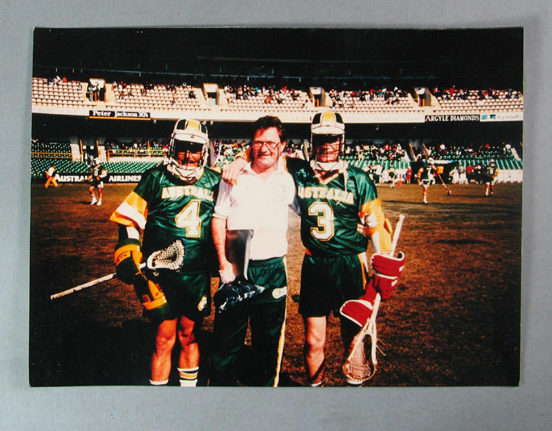 Photograph of MCC Lacrosse players competing at 1990 Lacrosse World