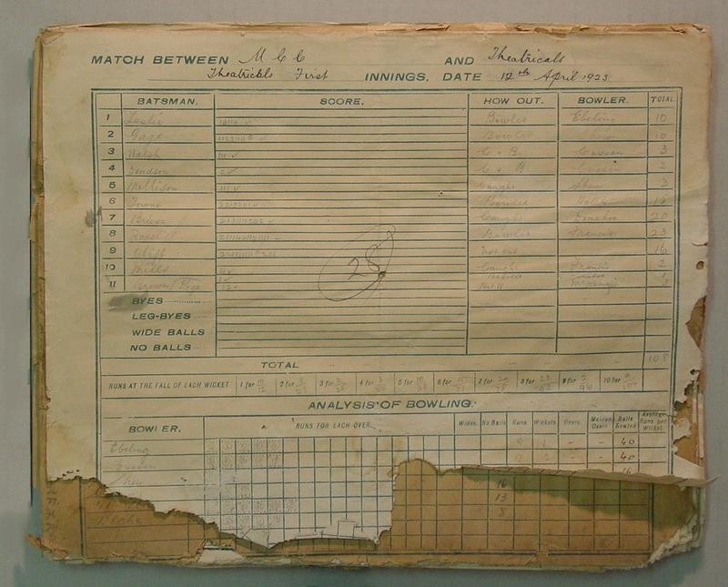 Cricket score sheets, Melbourne Cricket Club teams 192223 Australian
