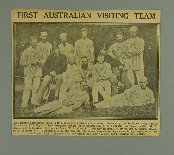 Newspaper photograph of Australian cricket team, 1878 Australian