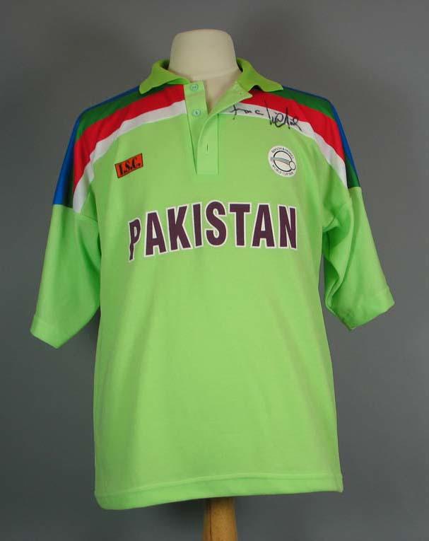 Pakistan cricket shirt, 1992 Cricket World Cup signed by Imran Khan
