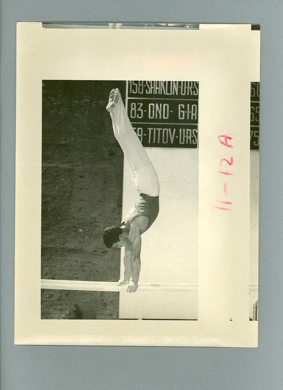 Photograph of gymnastics competition in progress, 1960 Olympic Games