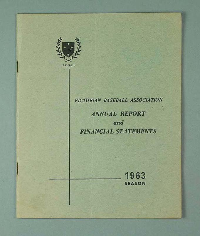 Victorian Baseball Association Annual Report, Season 1963 Australian