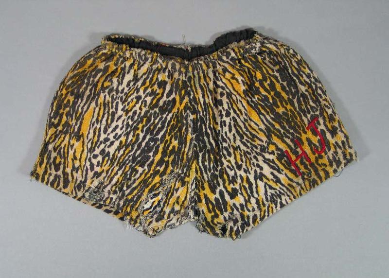 Leopard print boxing shorts worn by Australian boxer Harry Johns