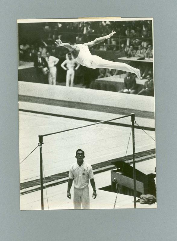 Photograph of gymnastics competition in progress, 1960 Olympic Games