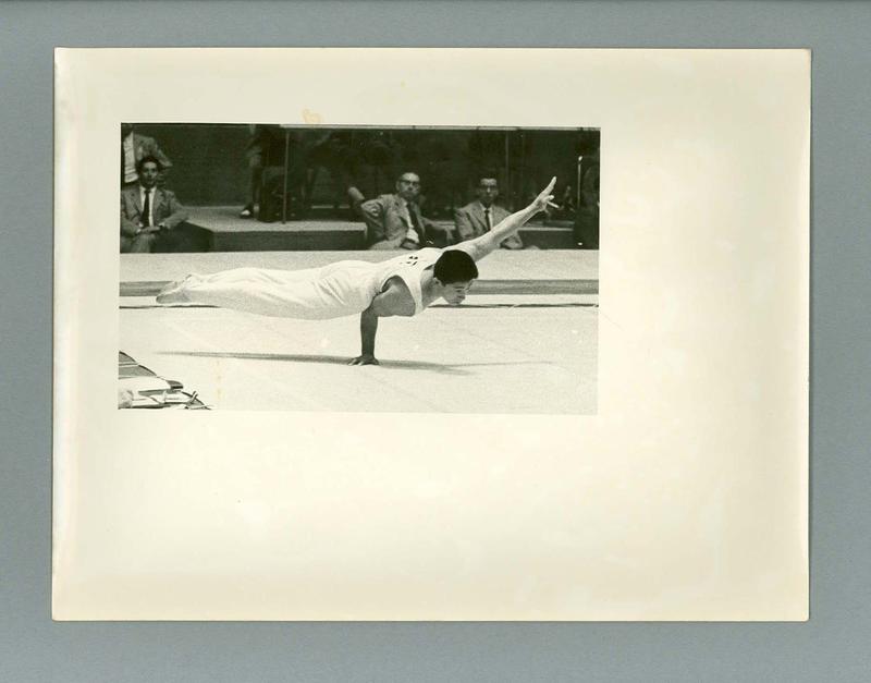 Photograph of gymnastics competition in progress, 1960 Olympic Games