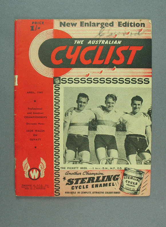 Magazine 'The Australian Cyclist', April 1949, cover Pickett Brothers