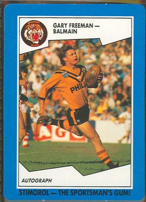 1989 Stimorol Rugby League Gary Freeman trade card Australian Sports