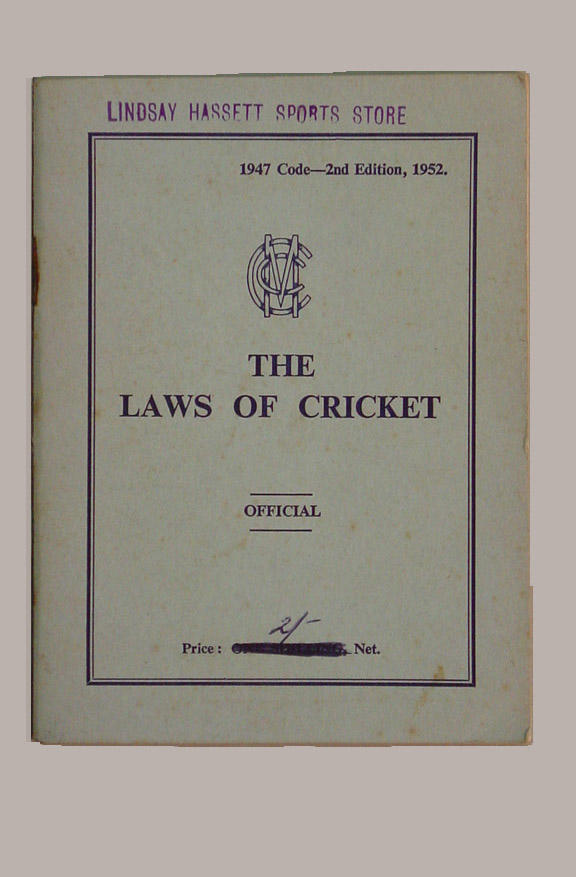 Booklet, "The Laws of Cricket" Australian Sports Museum