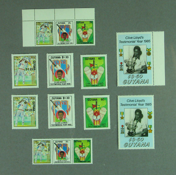 Selection of stamps from Guyana relating to Clive Lloyd's testimonial