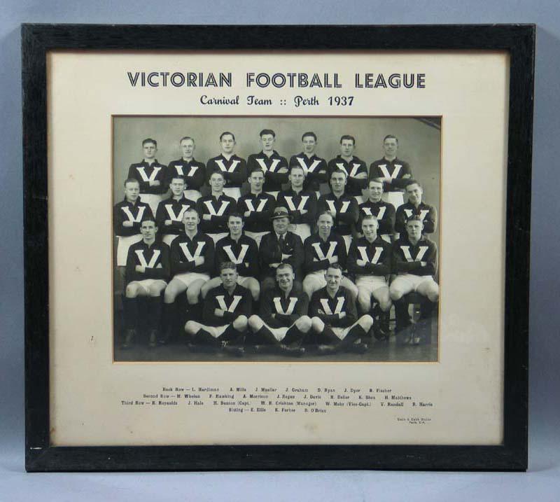 Photograph of Victorian Football League team, Perth 1937 Australian Sports Museum