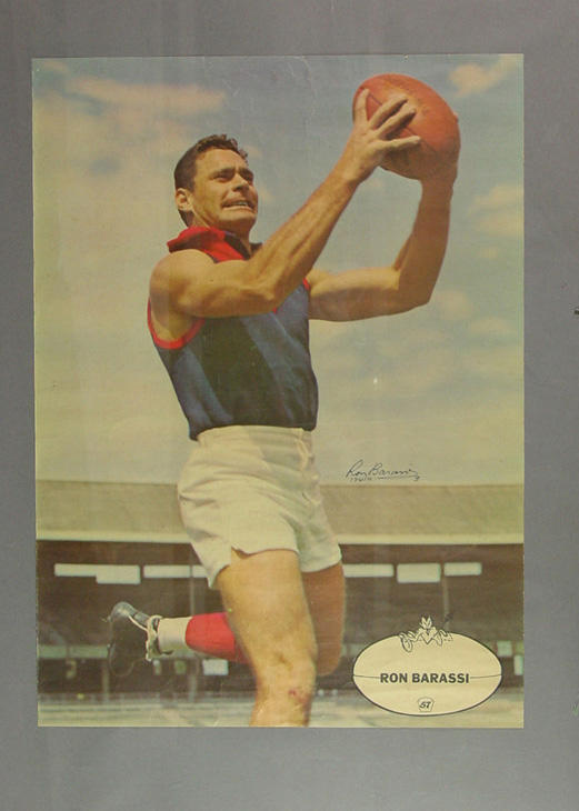 Poster featuring footballer Ron Barassi, signed Australian Sports Museum Poster featuring footballer Ron Barassi, signed Australian Sports Museum