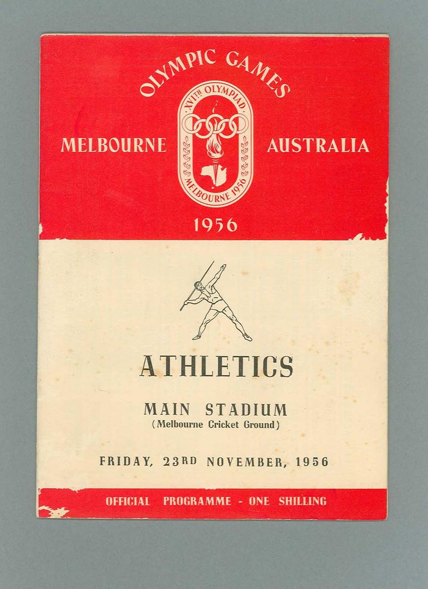Programme Athletics, 1956 Melbourne Olympic Games, 23 November 1956