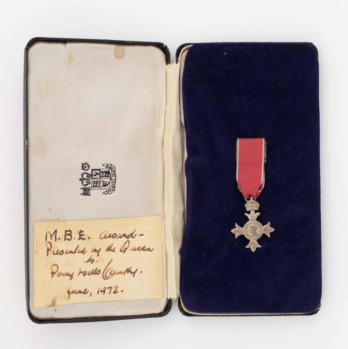 MBE award, presented to Percy Cerutty 1972 Australian Sports Museum