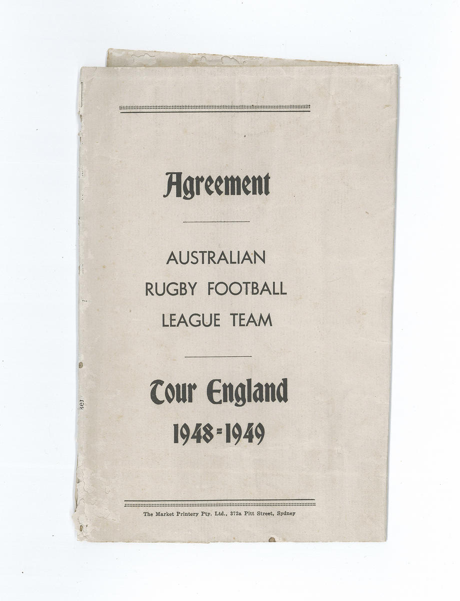 Agreement for Australian Rugby Football League team tour of England