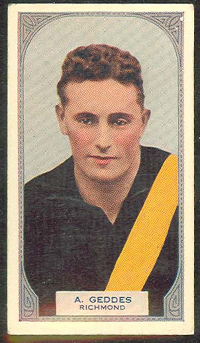 Trade card featuring Allan Geddes c1930s Australian Sports Museum
