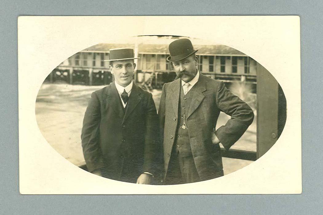 Frank Beaurepaire with his Father at St. Kilda Beach Australian